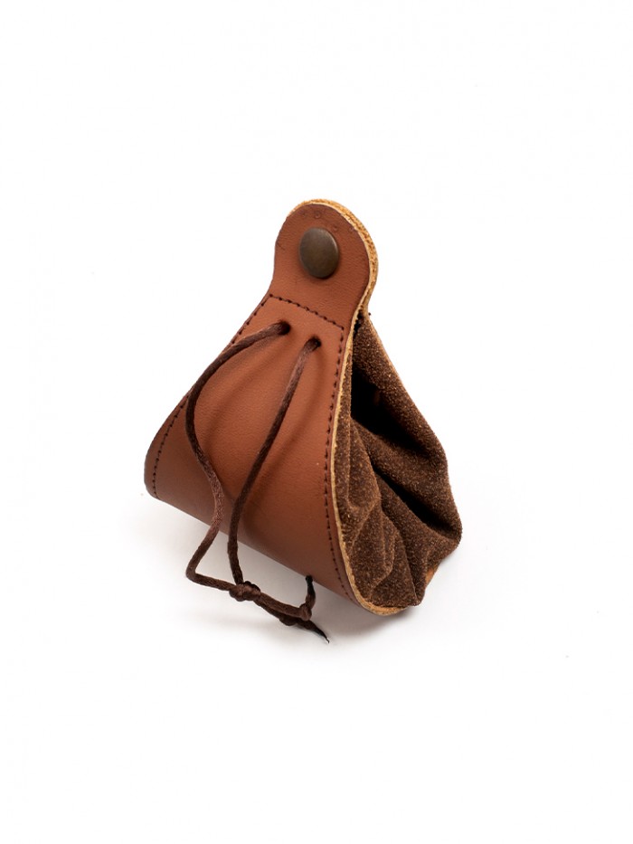 ST648 - MEDIEVAL SUEDE AND LEATHER COIN PURSE